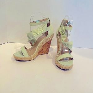 Charles David Wedge Sandals in Mint Green Color.